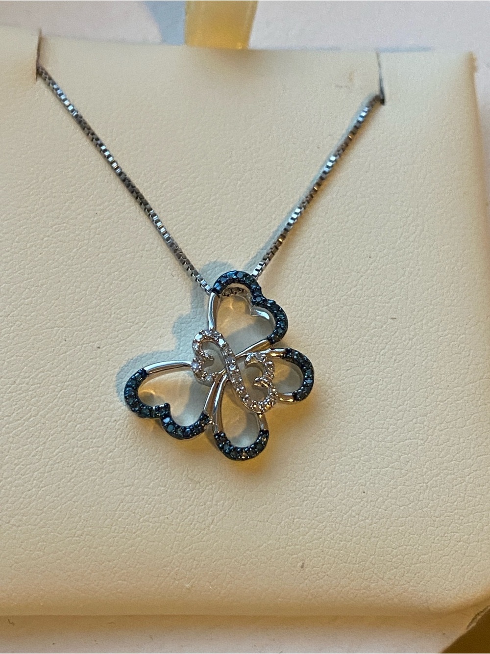 Open Hearts by Jane Seymour Sterling Silver Blue Diamond Butterfly Pendant - Picture 3 of 6